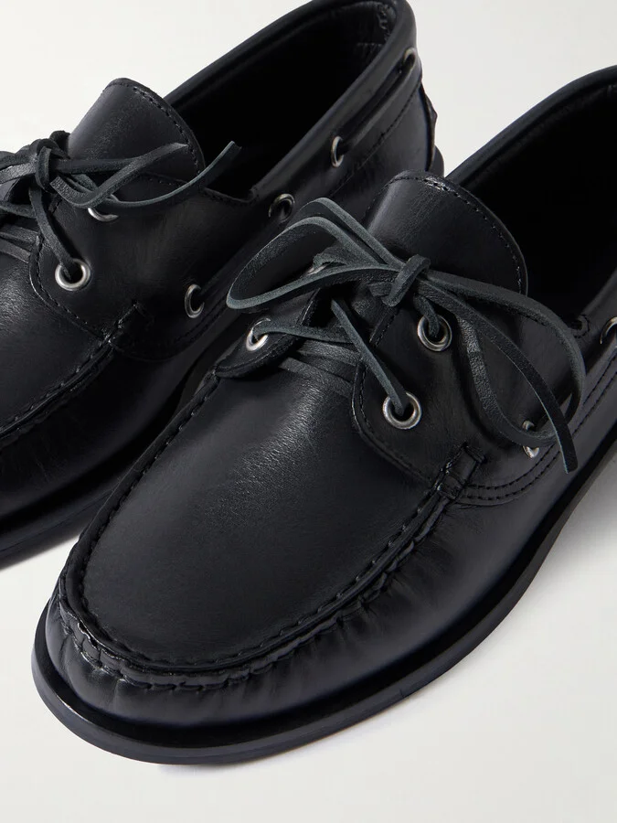Aeyde - Harris Leather Boat Shoes - Black - Image 4