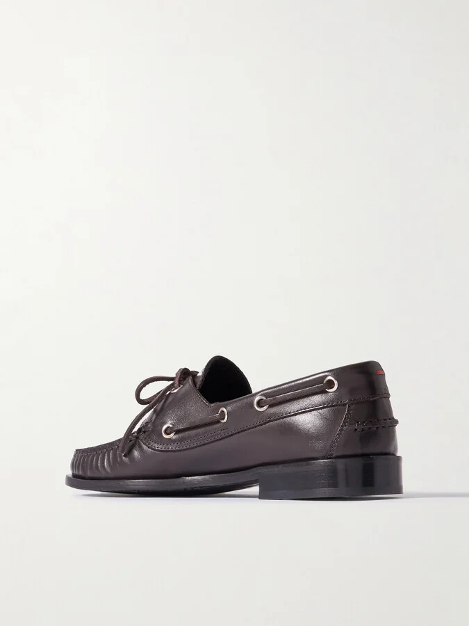Aeyde - Harris Leather Boat Shoes - Brown - Image 3