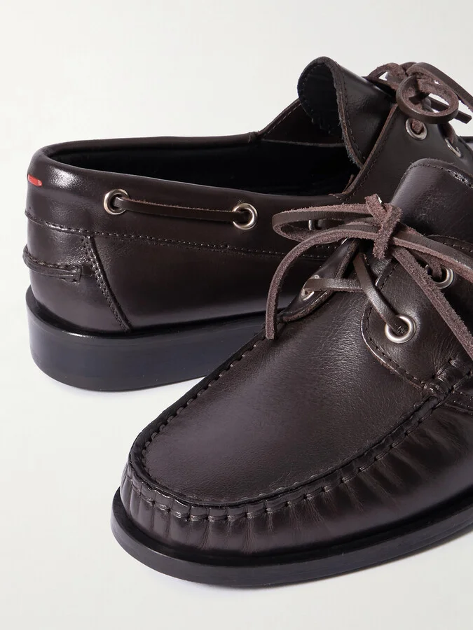 Aeyde - Harris Leather Boat Shoes - Brown - Image 4