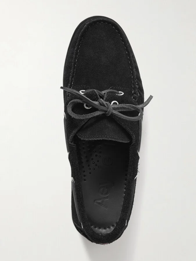 Aeyde - Harris Suede Boat Shoes - Black - Image 5