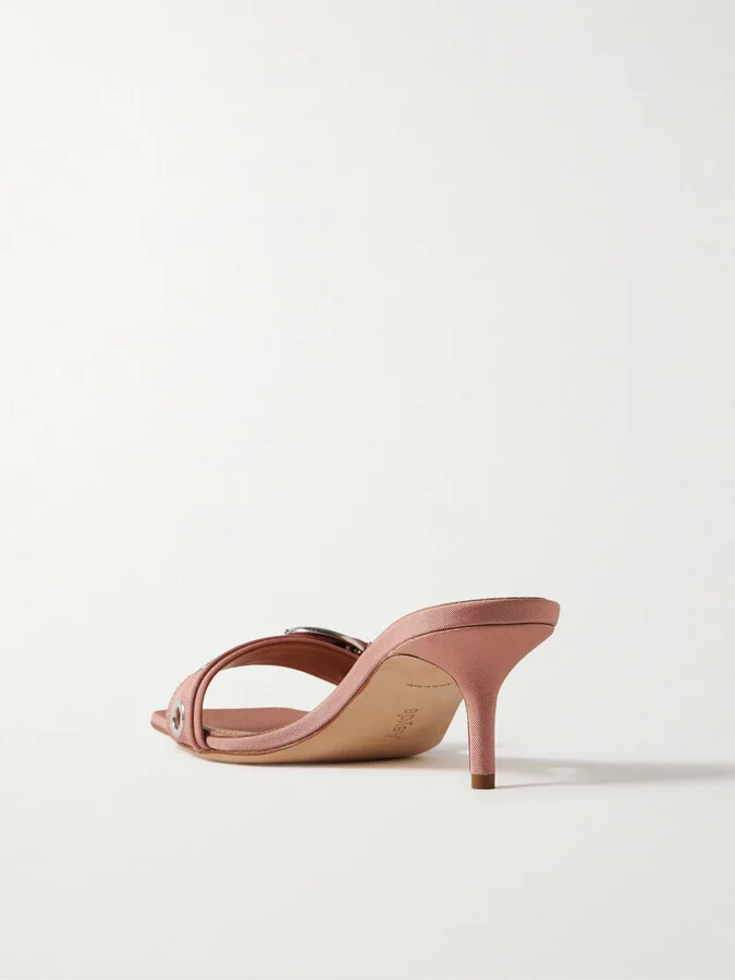 Aeyde - Ilvy Buckle-embellished Faille Mules - Pink - Image 3