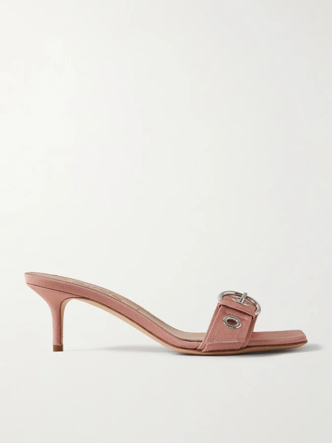 Aeyde - Ilvy Buckle-embellished Faille Mules - Pink