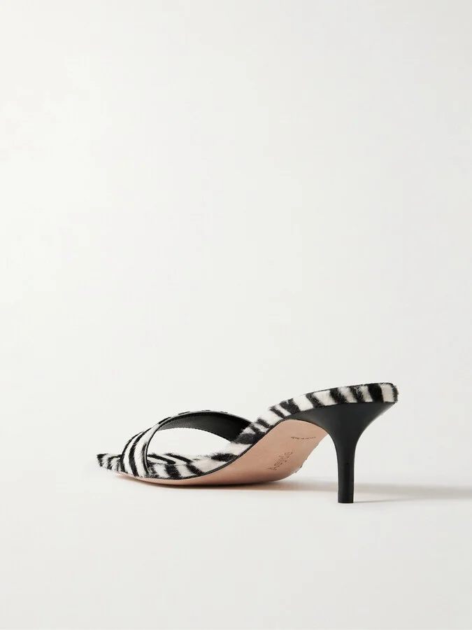 Aeyde - Ilvy Zebra-print Pony Hair Mules - Animal print - Image 3