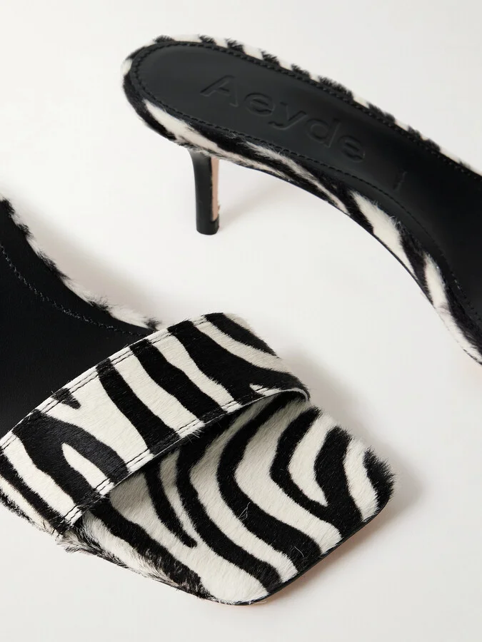 Aeyde - Ilvy Zebra-print Pony Hair Mules - Animal print - Image 4