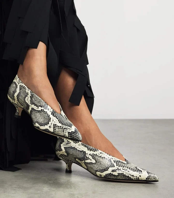 Aeyde Leather Snake Print Clara Pumps 35 - Image 2