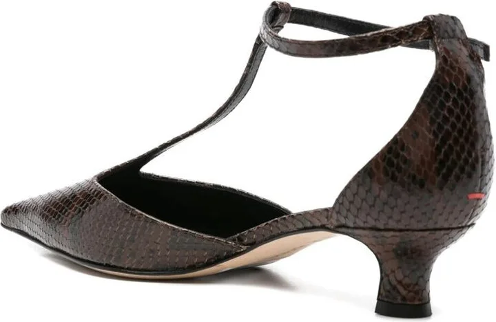 Aeyde Liz Snake Print Calf Leather Moka Shoes - Image 3