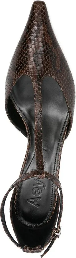 Aeyde Liz Snake Print Calf Leather Moka Shoes - Image 4