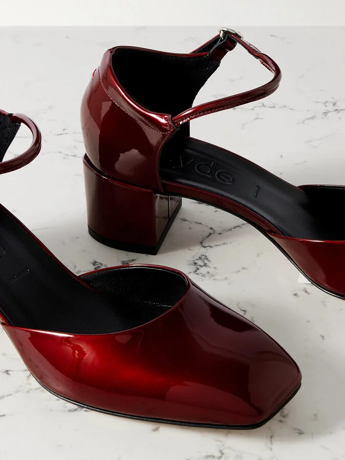Aeyde - Magda Metallic Patent-leather Pumps - Red - Image 4