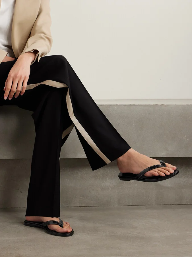 Aeyde - Melody Leather Flip Flops - Black - Image 2
