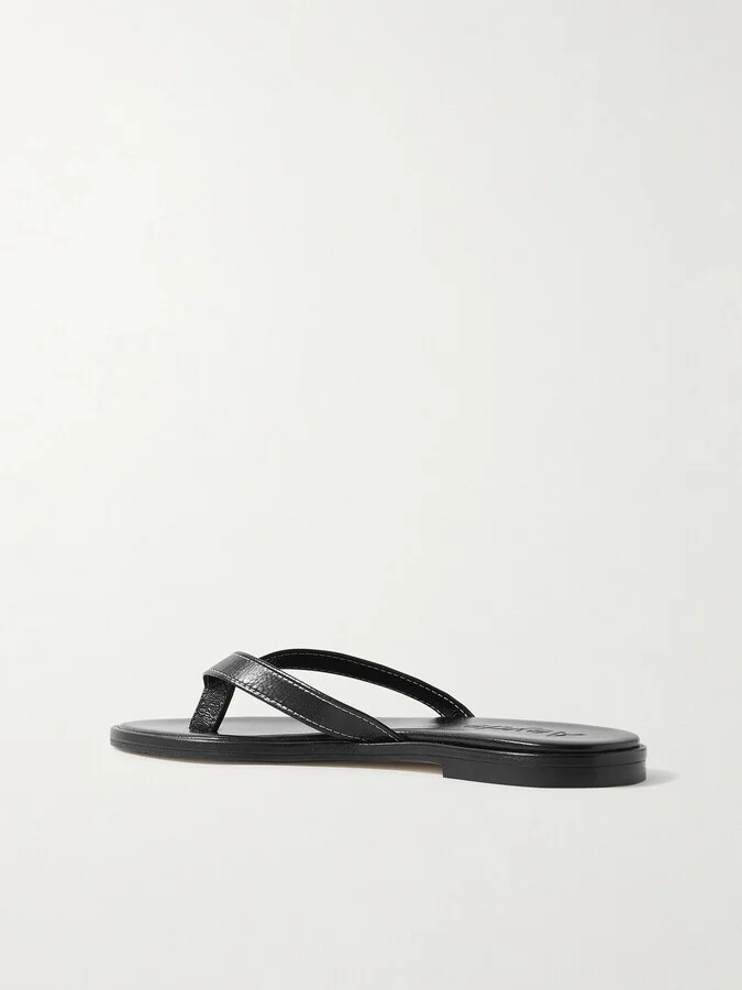 Aeyde - Melody Leather Flip Flops - Black - Image 3