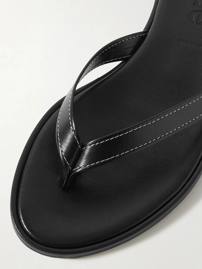 Aeyde - Melody Leather Flip Flops - Black - Image 4