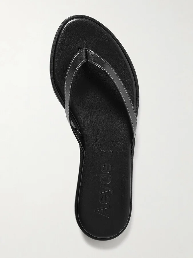 Aeyde - Melody Leather Flip Flops - Black - Image 5