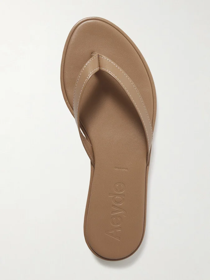 Aeyde - Melody Leather Flip Flops - Brown - Image 5