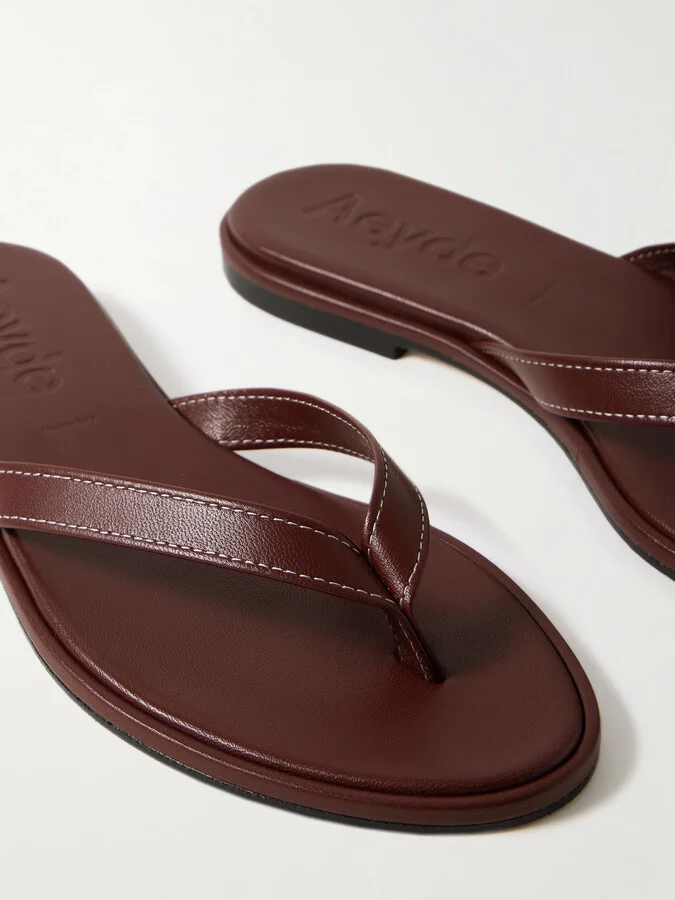 Aeyde - Melody Leather Flip Flops - Burgundy - Image 4