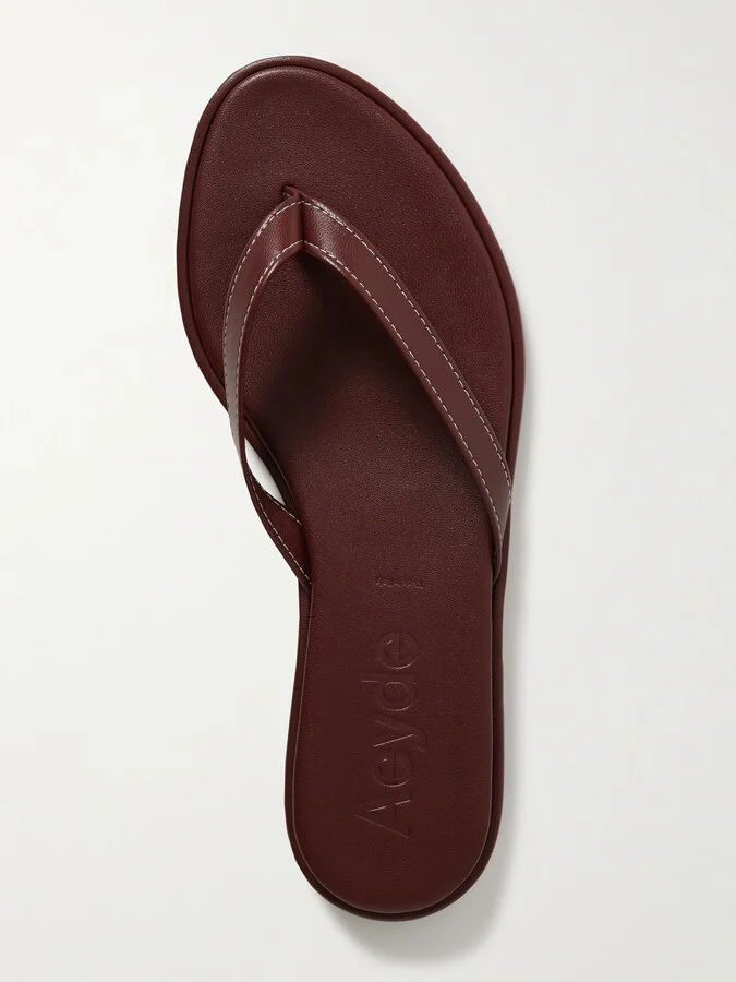 Aeyde - Melody Leather Flip Flops - Burgundy - Image 5