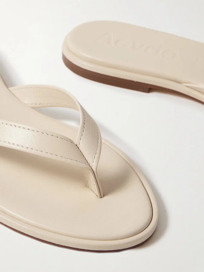 Aeyde - Melody Leather Flip Flops - Cream - Image 4