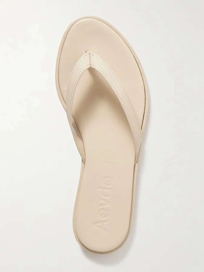 Aeyde - Melody Leather Flip Flops - Cream - Image 5