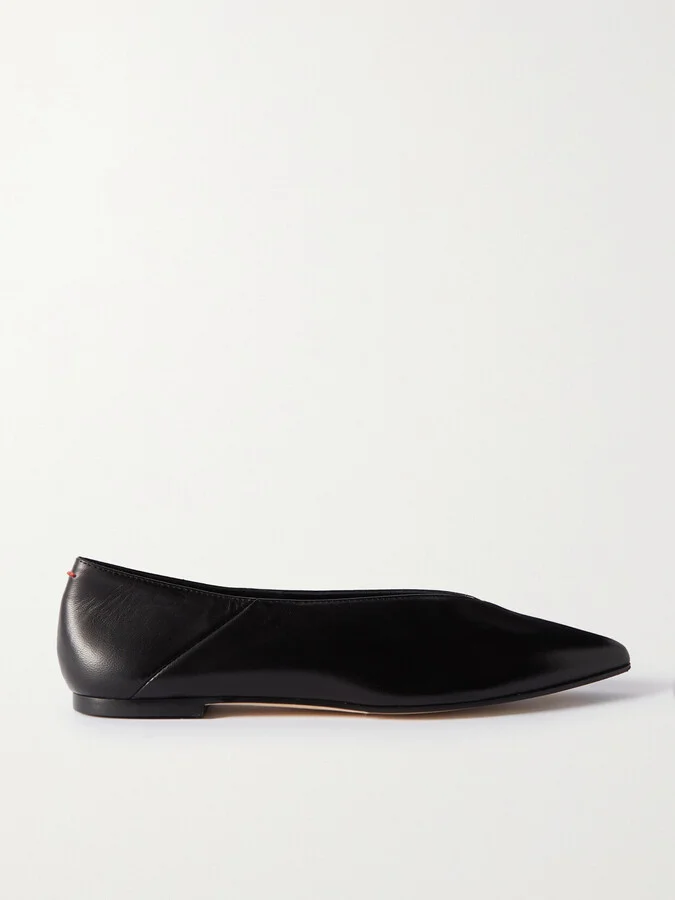 Aeyde - Moa Leather Point-toe Flats - Black