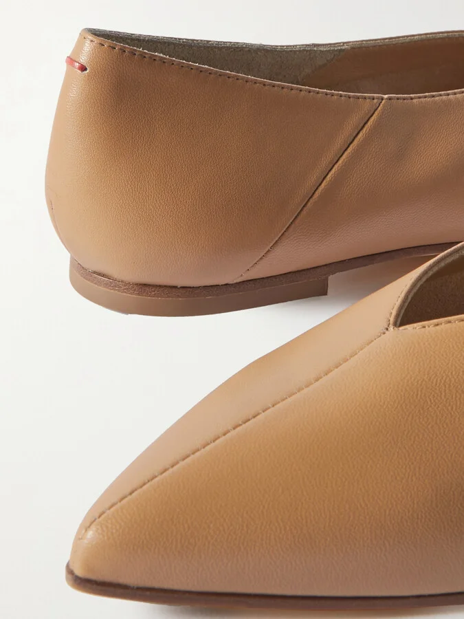 Aeyde - Moa Leather Point-toe Flats - Brown - Image 4