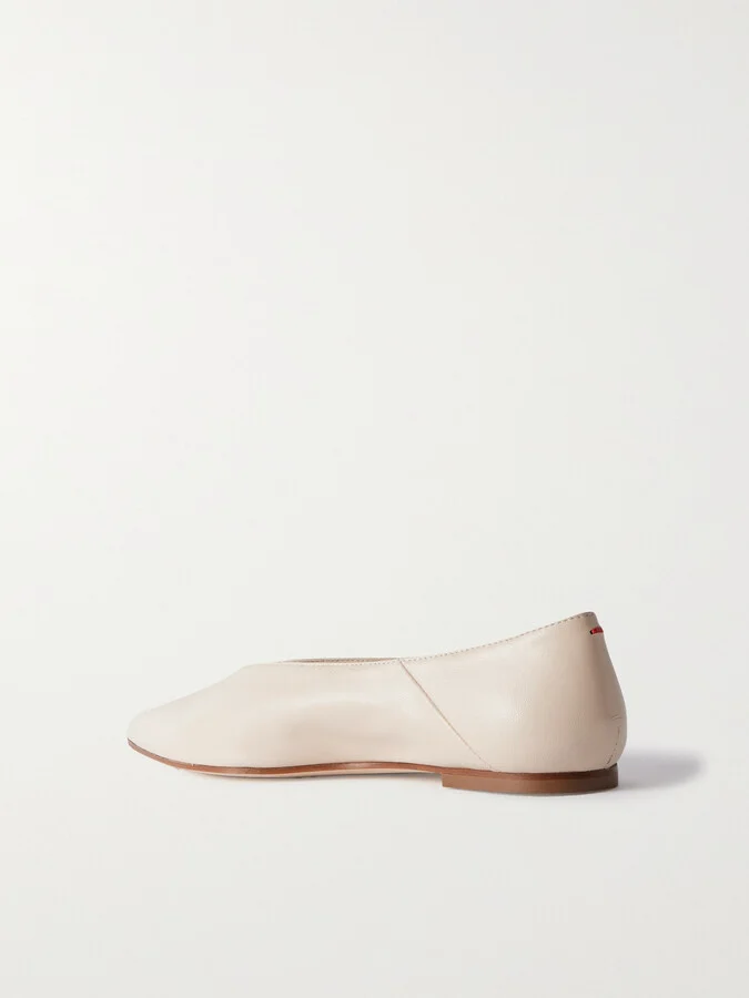 Aeyde - Moa Leather Point-toe Flats - Cream - Image 3
