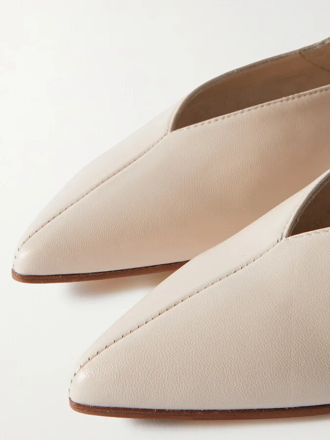 Aeyde - Moa Leather Point-toe Flats - Cream - Image 4