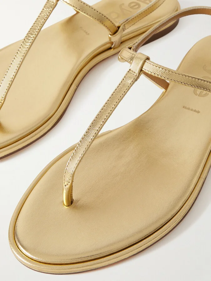 Aeyde - Nala Metallic Leather Sandals - Gold - Image 4