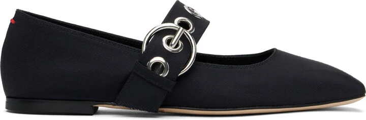 Aeyde Navy Uma Eyelet Ballerina Flats