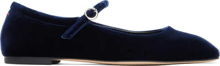 Aeyde Navy Uma Velvet Mary-Jane Ballerina Flats