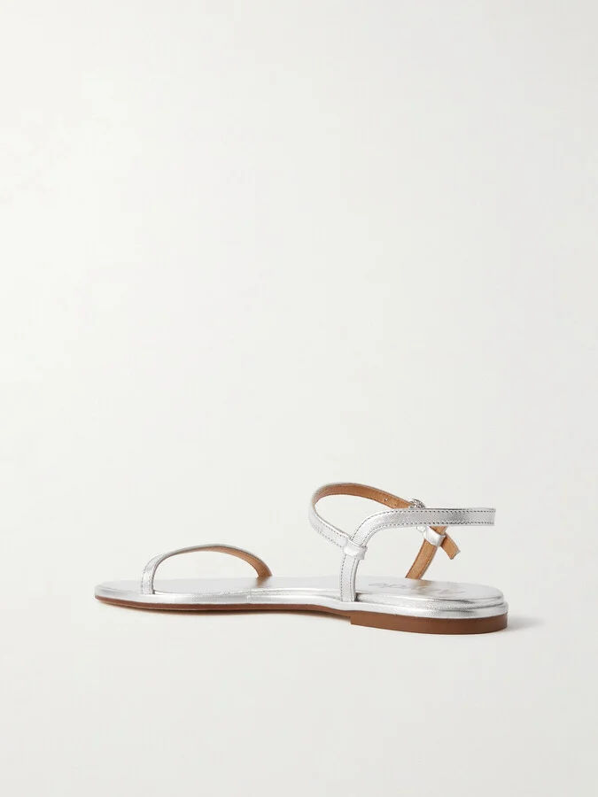 Aeyde - Nettie Metallic Leather Sandals - Silver - Image 3