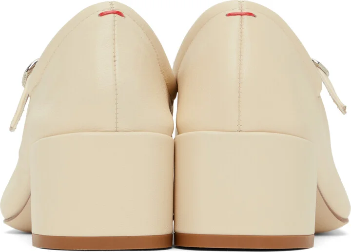 Aeyde Off-White Aline Leather Mary-Jane Heels - Image 2