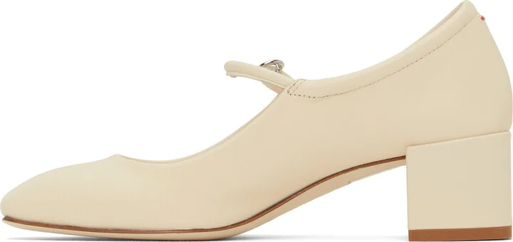 Aeyde Off-White Aline Leather Mary-Jane Heels - Image 3