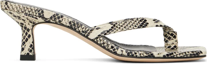 Aeyde Off-White & Black Wilma Leather Toe-Post Heeled Sandals