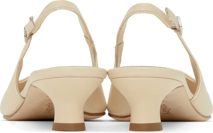 Aeyde Off-White Catrina Leather Slingback Heels - Image 2
