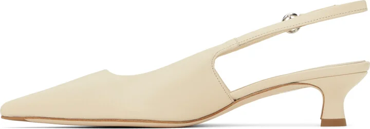Aeyde Off-White Catrina Leather Slingback Heels - Image 3