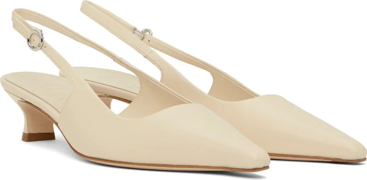 Aeyde Off-White Catrina Leather Slingback Heels - Image 4