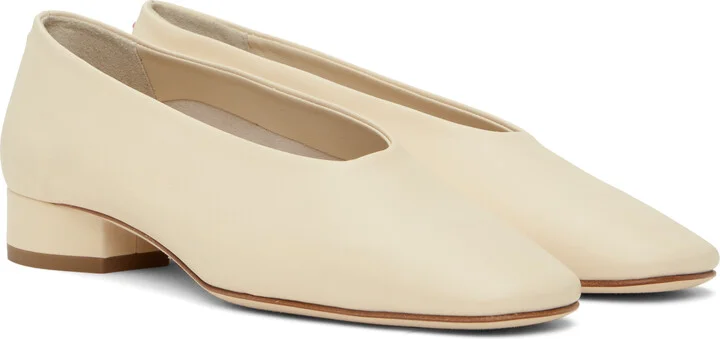 Aeyde Off-White Delia Leather Ballerina Flats - Image 4