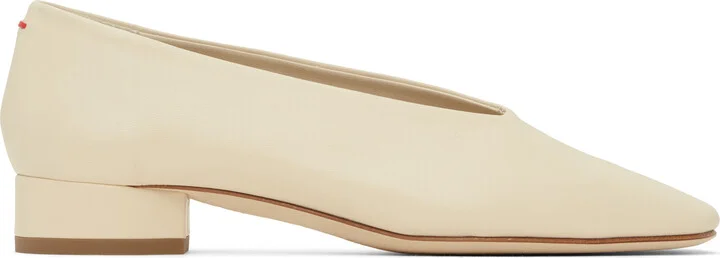 Aeyde Off-White Delia Leather Ballerina Flats