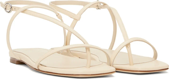 Aeyde Off-White Ella Leather Toe-Post Sandals - Image 4