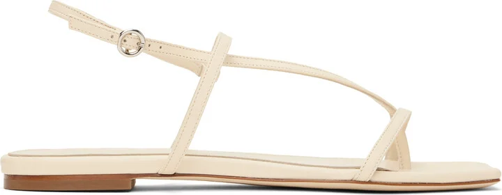 Aeyde Off-White Ella Leather Toe-Post Sandals