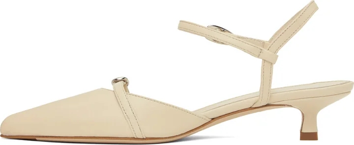 Aeyde Off-White Melia Leather Kitten Heels - Image 3