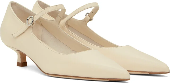 Aeyde Off-White Polina Nappa Leather Heels - Image 4