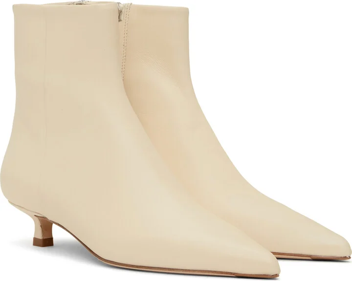 Aeyde Off-White Sofie Leather Ankle Boots - Image 4