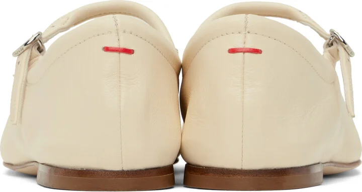 Aeyde Off-White Uma Leather Mary-Jane Ballerina Flats - Image 2