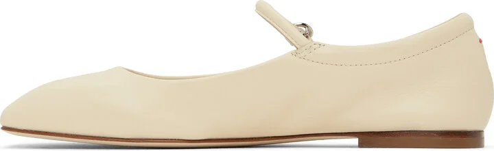 Aeyde Off-White Uma Leather Mary-Jane Ballerina Flats - Image 3