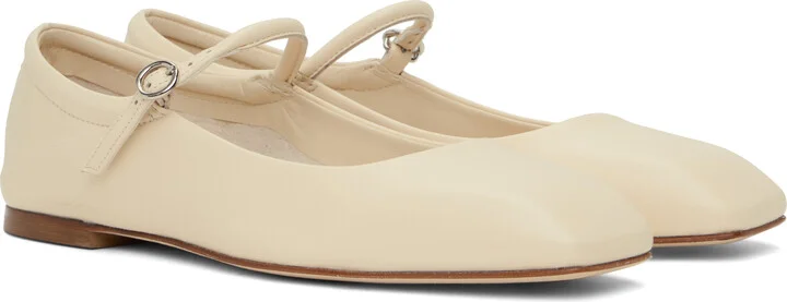 Aeyde Off-White Uma Leather Mary-Jane Ballerina Flats - Image 4