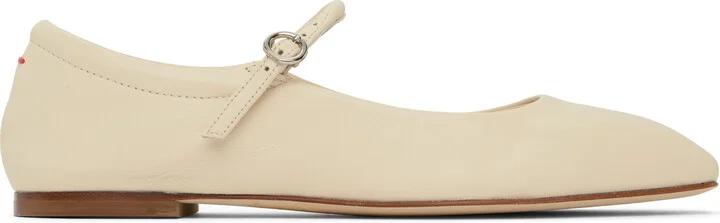 Aeyde Off-White Uma Leather Mary-Jane Ballerina Flats