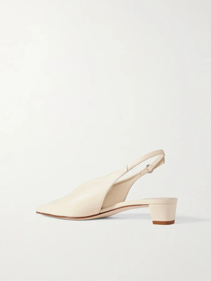 Aeyde - Oti Leather Slingback Pumps - Cream - Image 3