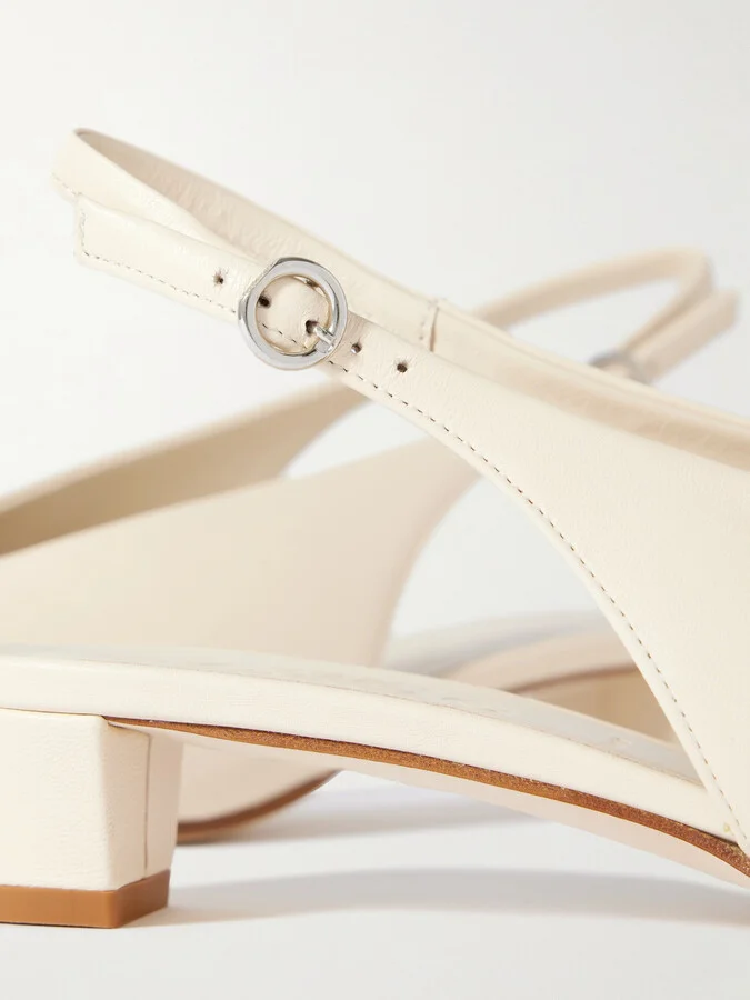 Aeyde - Oti Leather Slingback Pumps - Cream - Image 4