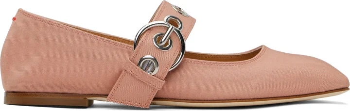 Aeyde Pink Uma Eyelet Ballerina Flats