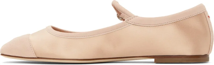 Aeyde Pink Uma Satin Toe-Cap Ballerina Flats - Image 3